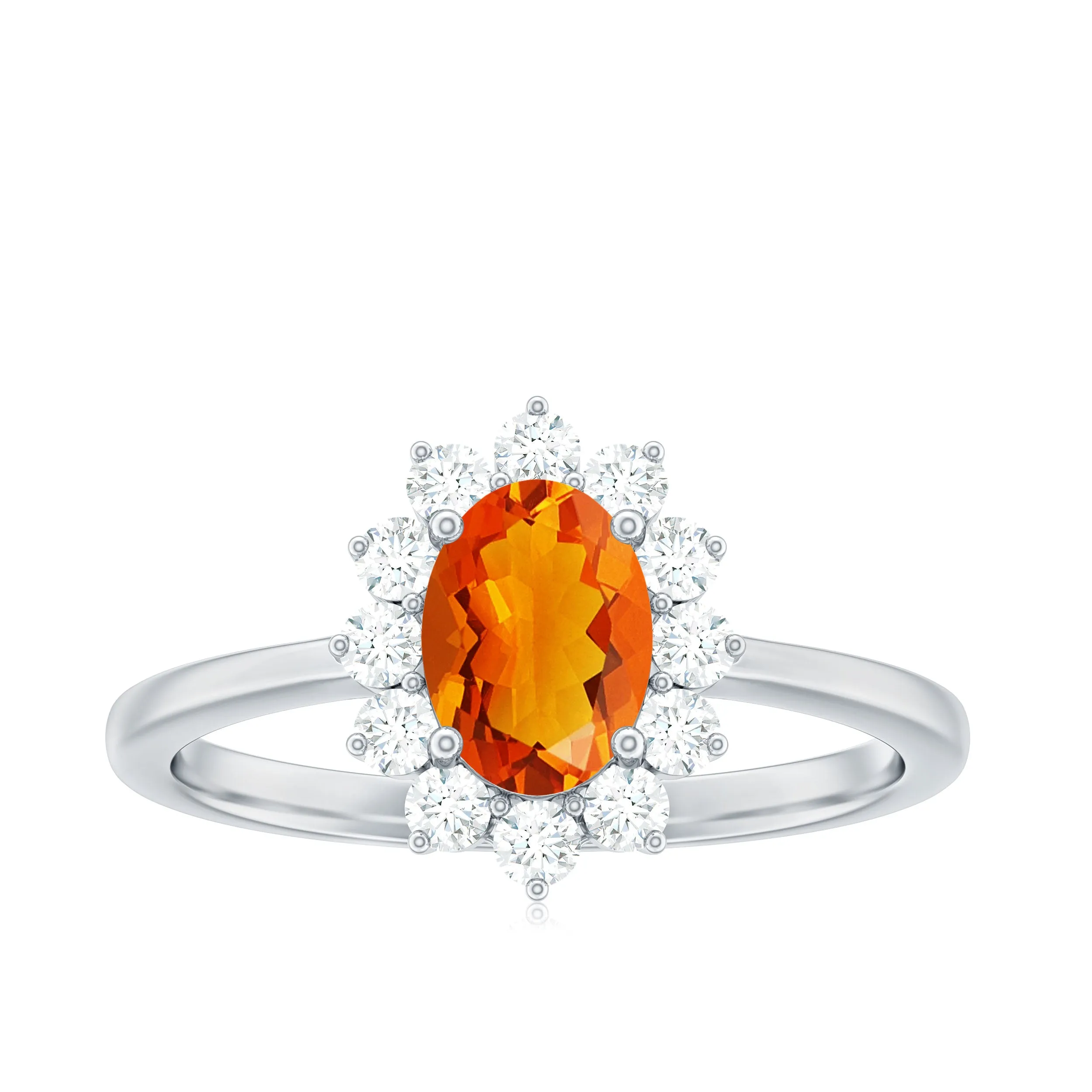 1 CT Princess Diana Inspired Fire Opal and Diamond Engagement Ring