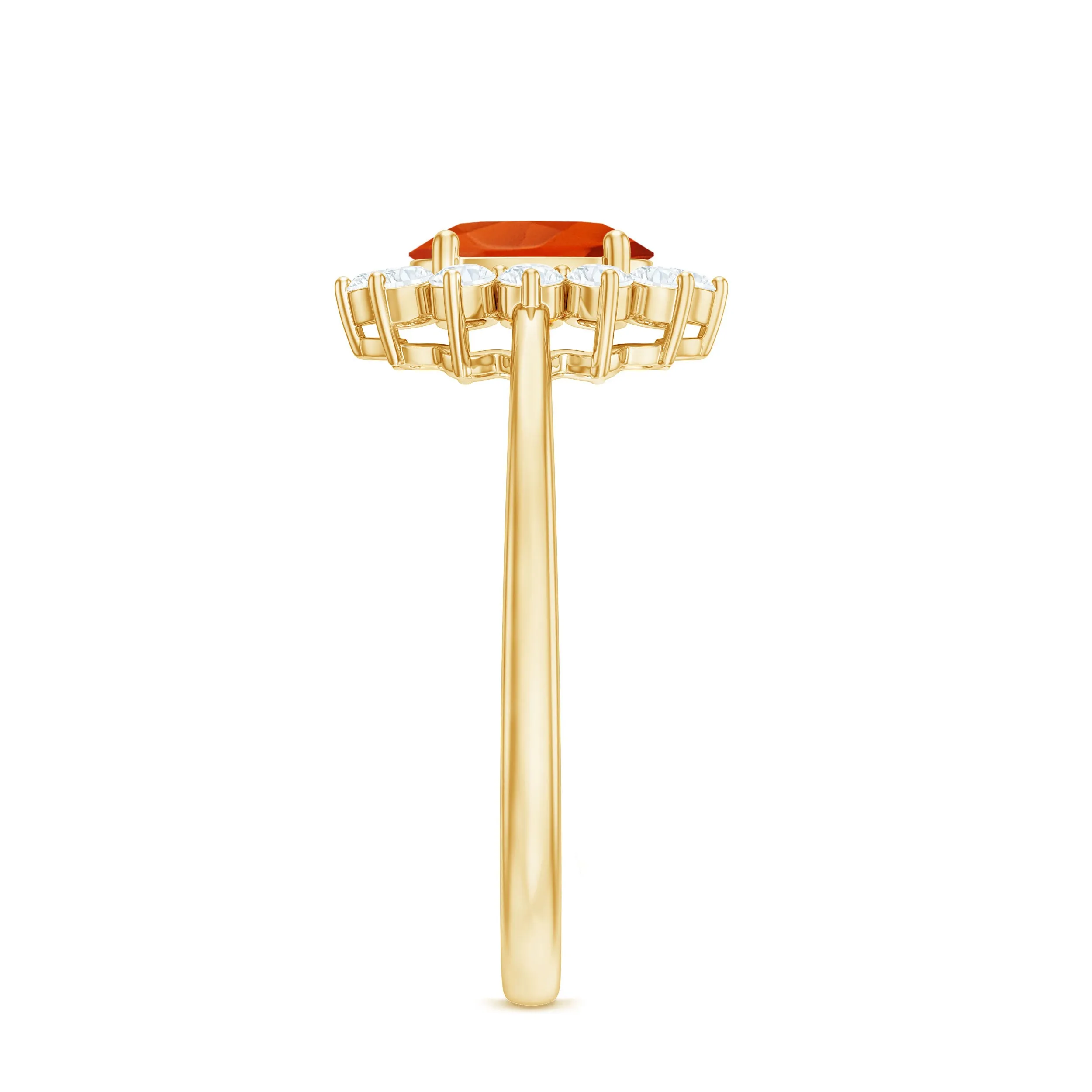 1 CT Princess Diana Inspired Fire Opal and Diamond Engagement Ring