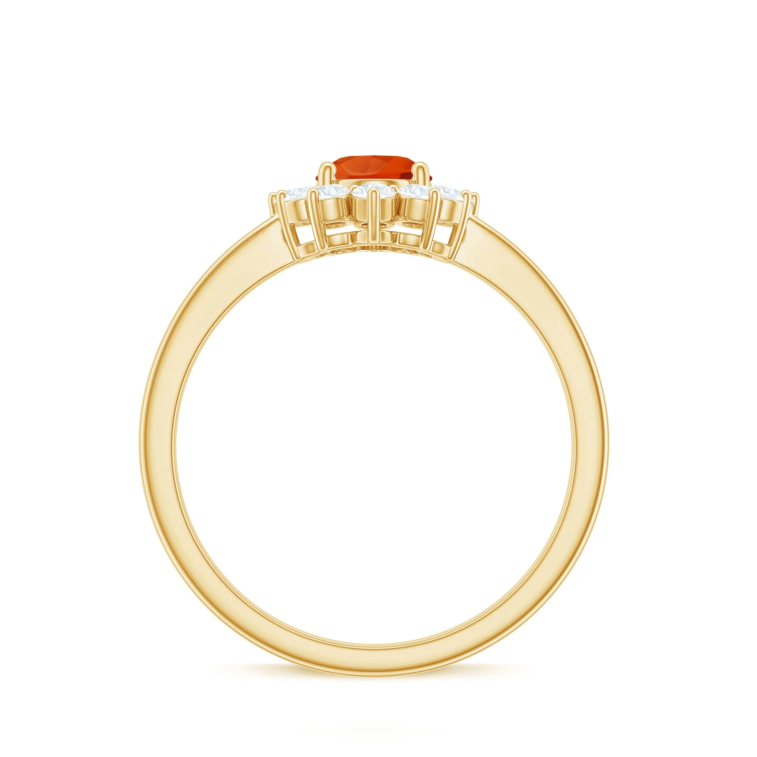 1 CT Princess Diana Inspired Fire Opal and Diamond Engagement Ring