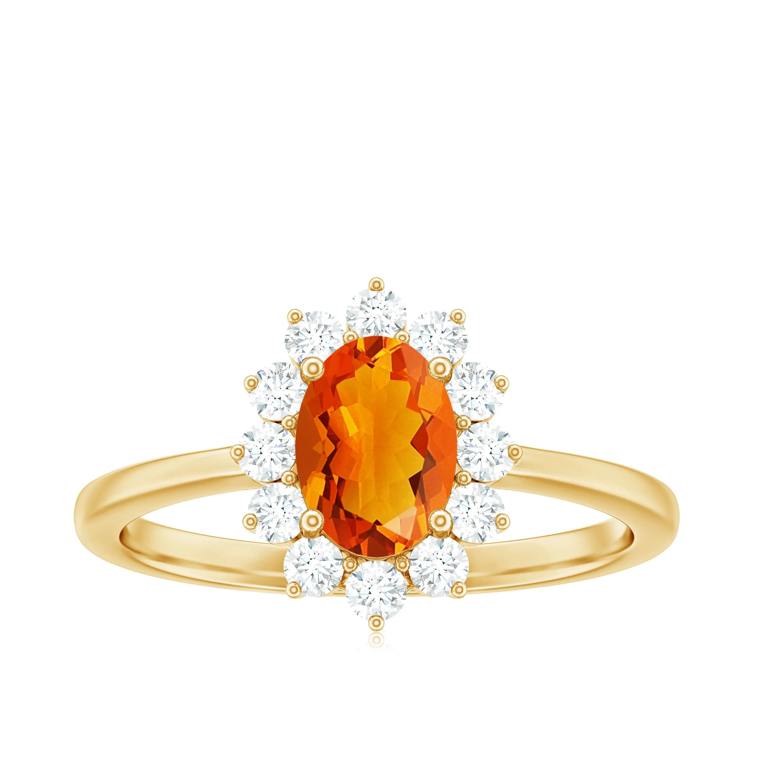 1 CT Princess Diana Inspired Fire Opal and Diamond Engagement Ring