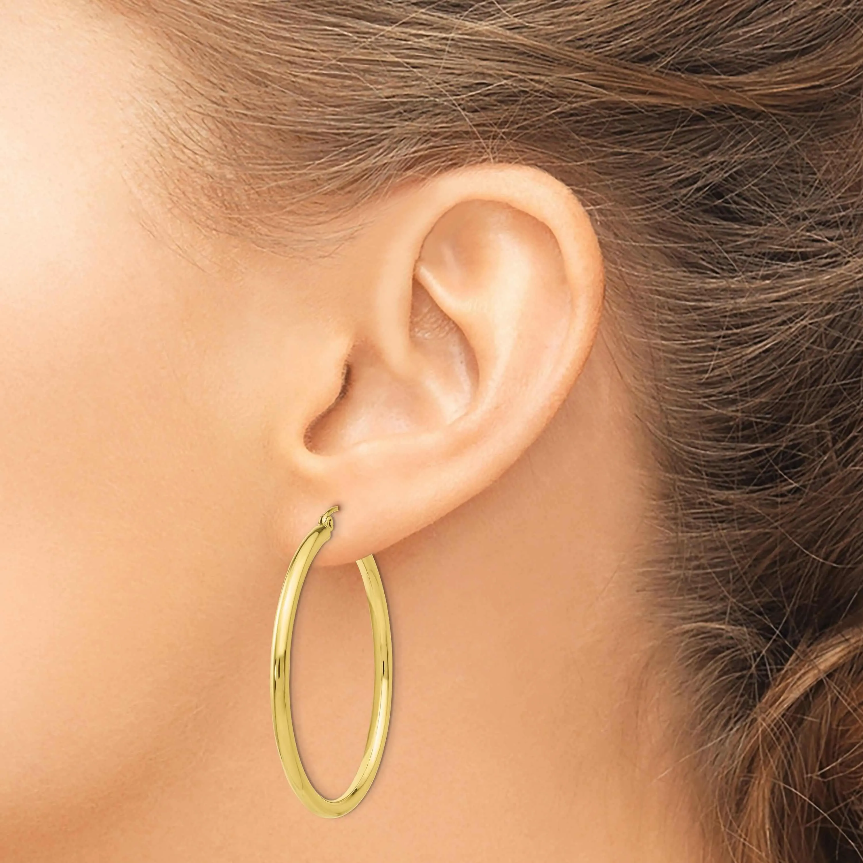 10k Yellow Gold Polished 2.5MM Hollow Hoop Earring