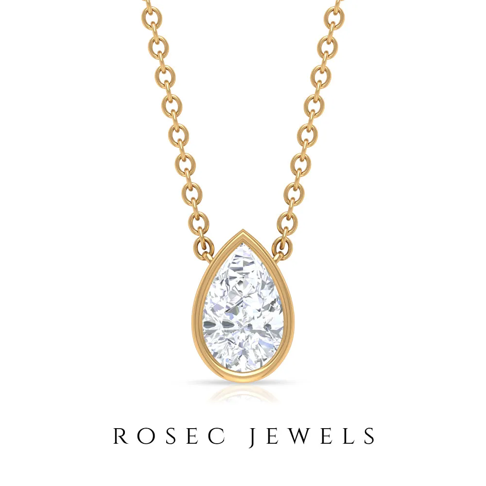 1/4 CT Pear Shape Diamond Solitaire Necklace