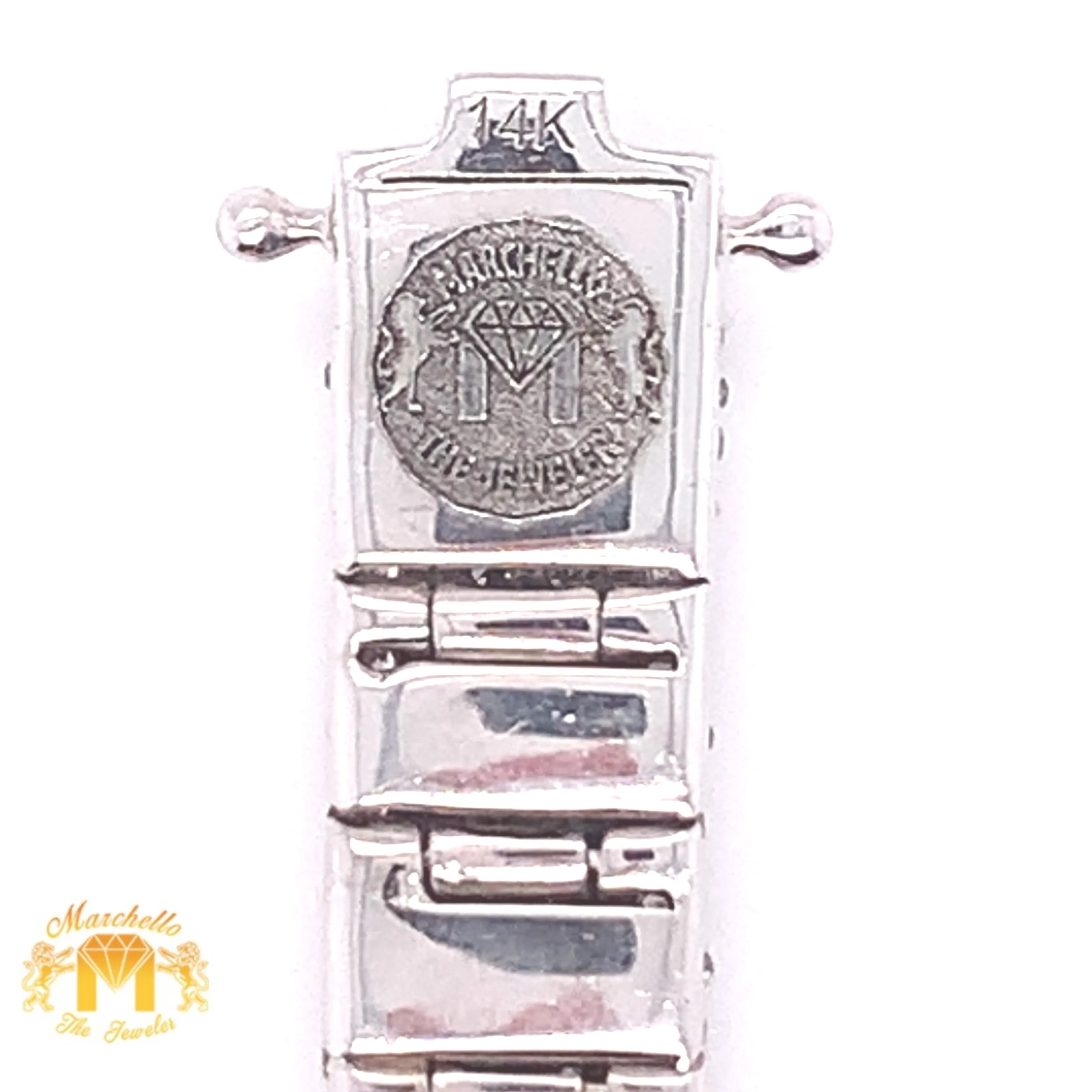 14k Gold 9mm Pyramid Link Bracelet with Round Diamond (solid back)