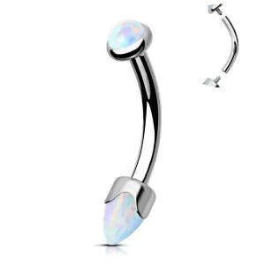 16G Titanium Internally Threaded Opal Curved Barbell