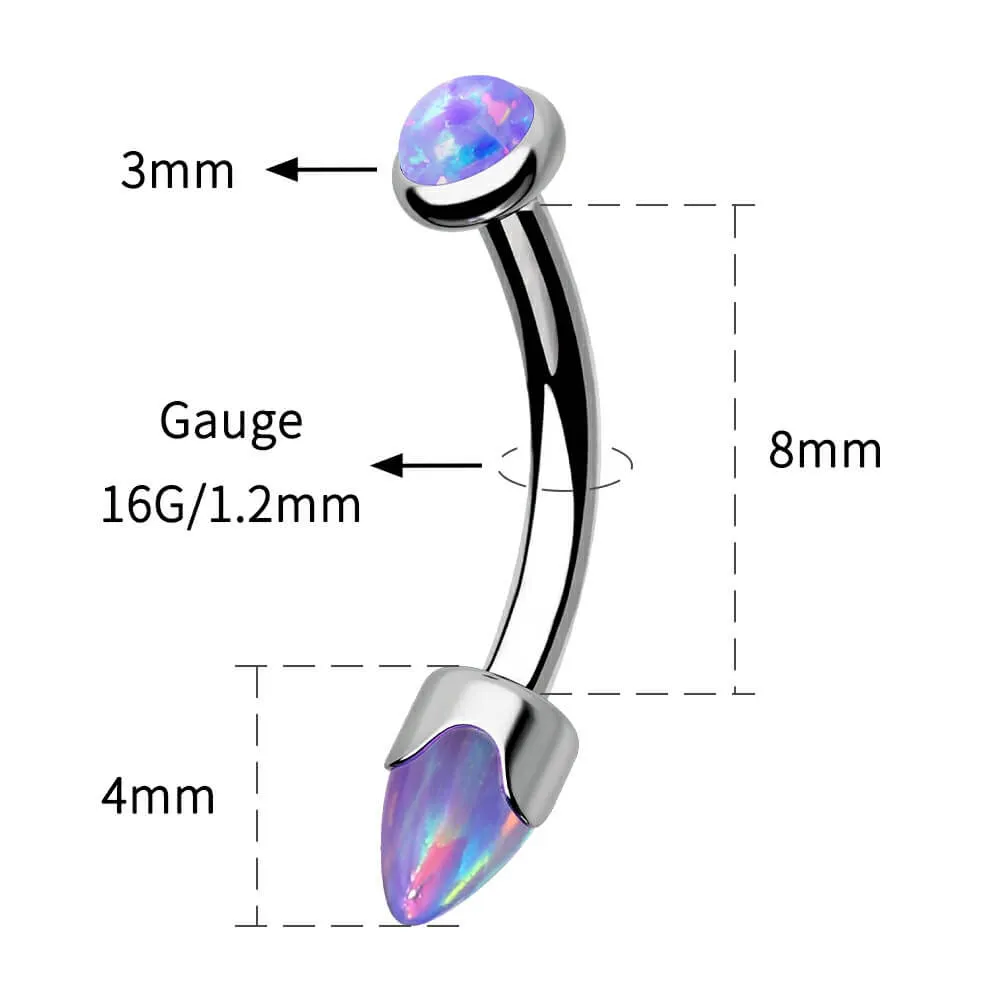 16G Titanium Internally Threaded Opal Curved Barbell