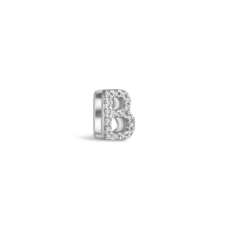 18k Gold Initial Letter "B" Diamond Pandent   Necklace