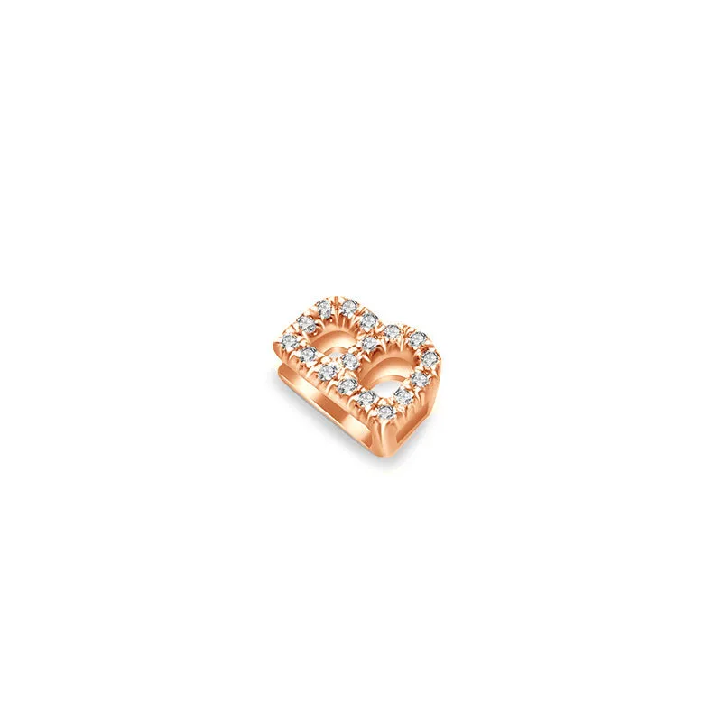 18k Gold Initial Letter "B" Diamond Pandent   Necklace