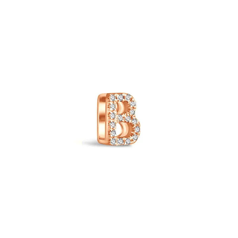 18k Gold Initial Letter "B" Diamond Pandent   Necklace