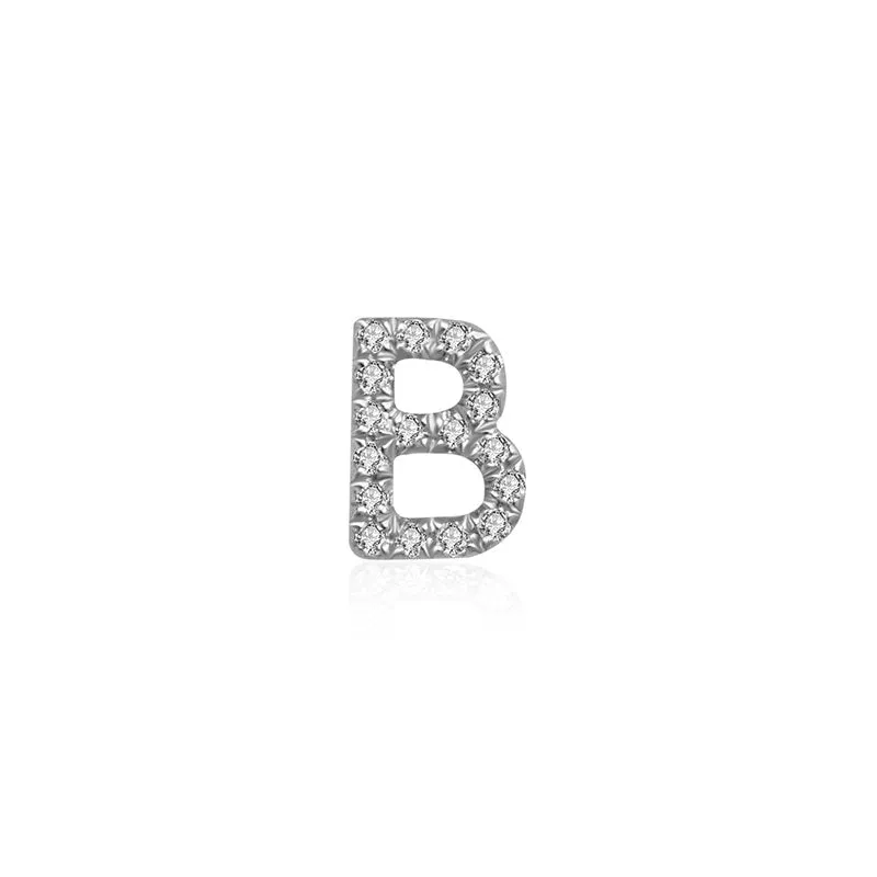 18k Gold Initial Letter "B" Diamond Pandent   Necklace