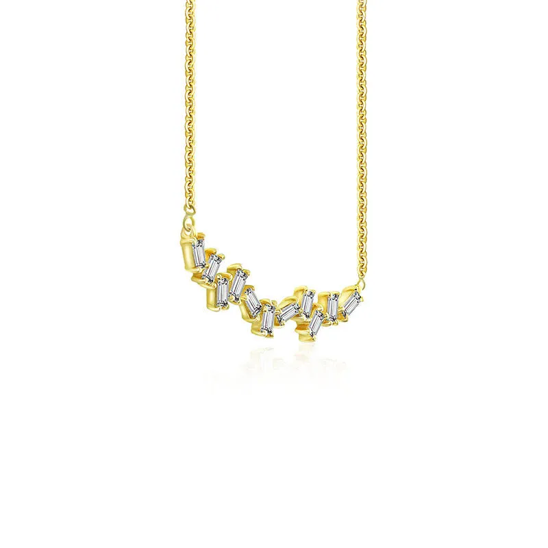 18k Gold Irregular Shape Diamond Necklace