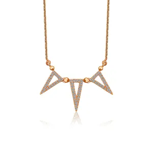 18k Gold Triple Hollow Triangle Diamond Necklace