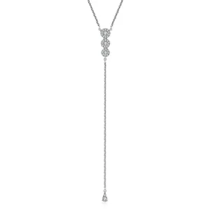 18k Gold Triple Round Shape Dangling Diamond Necklace