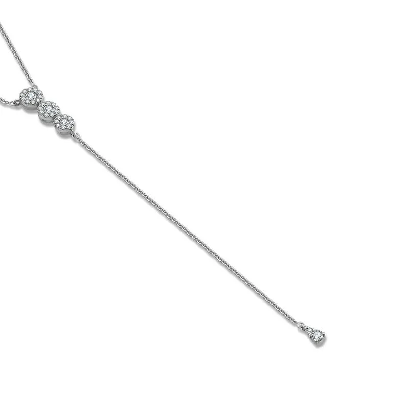 18k Gold Triple Round Shape Dangling Diamond Necklace