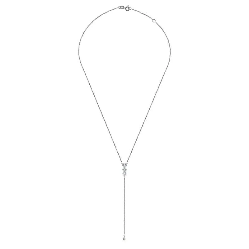 18k Gold Triple Round Shape Dangling Diamond Necklace