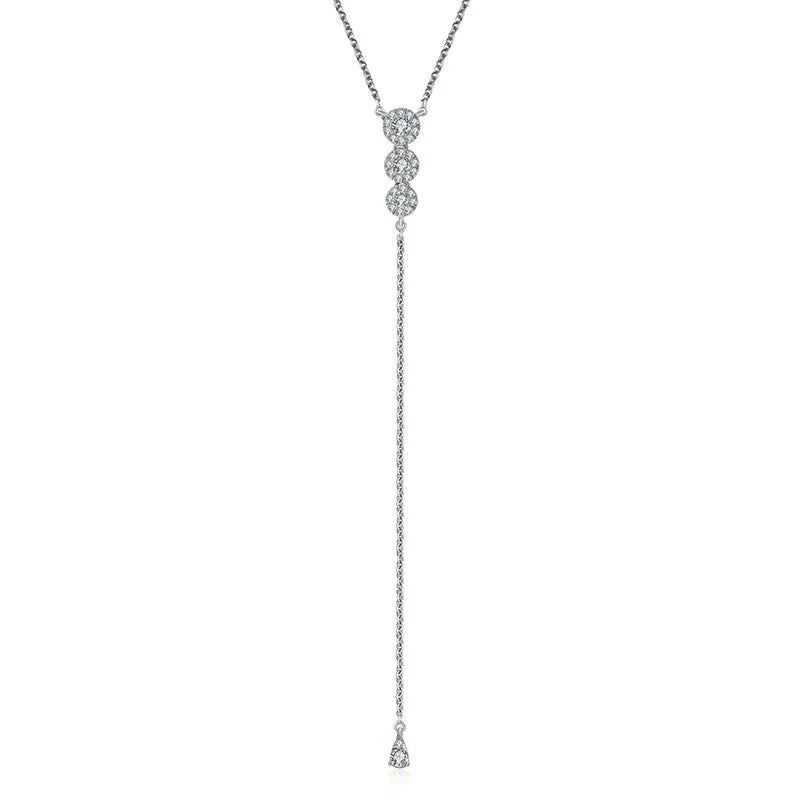 18k Gold Triple Round Shape Dangling Diamond Necklace