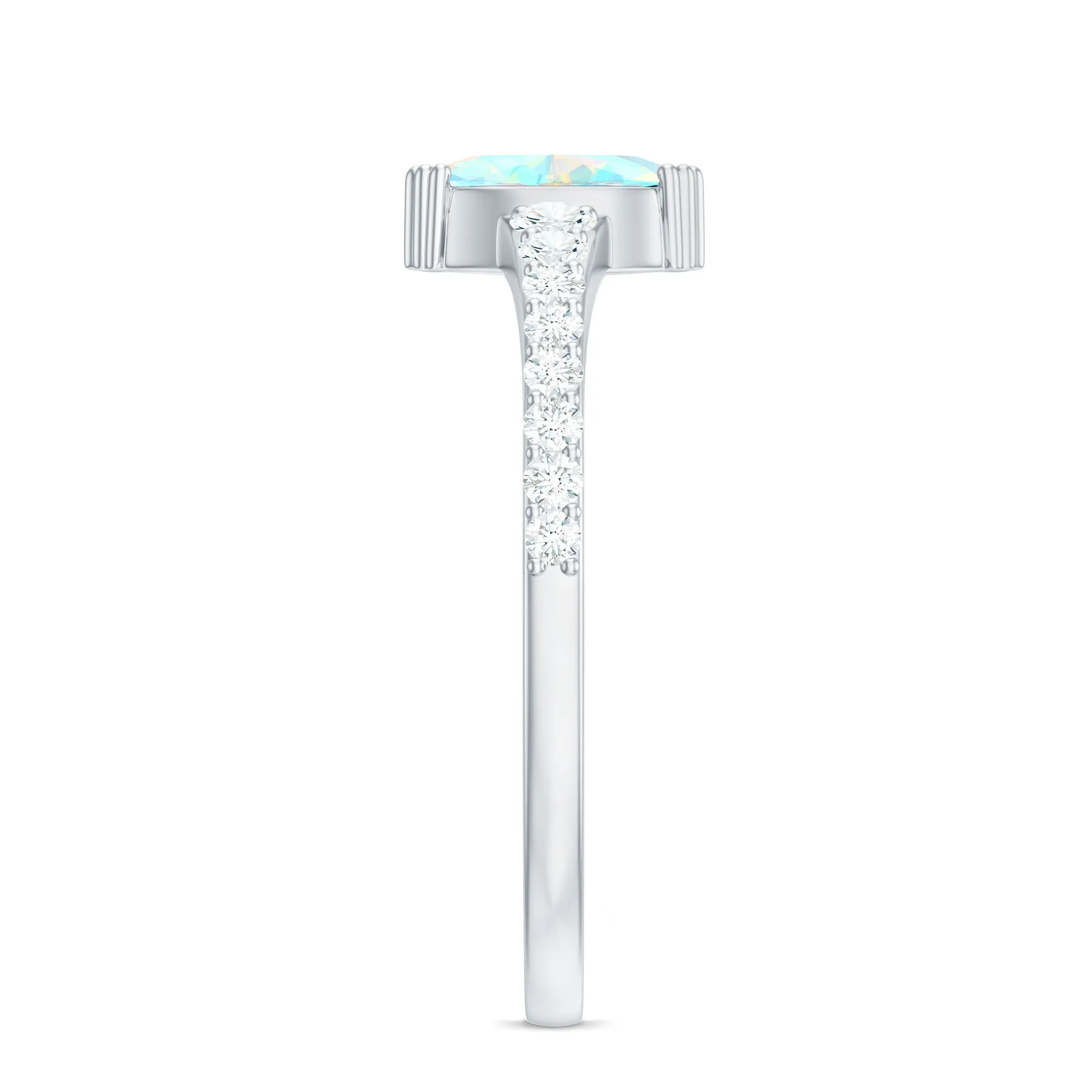 3/4 CT Natural Ethiopian Opal and Diamond Minimal Promise Ring