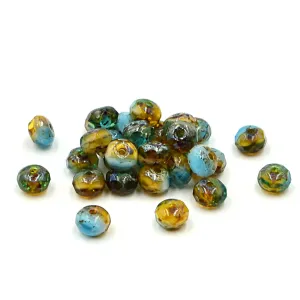 5mm Rondelles- Amber & Pacific Blue Picasso