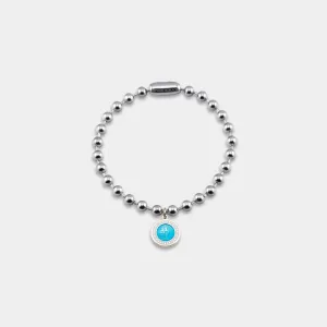 90's Chunky Ball Chain Bracelet -  Aqua / White
