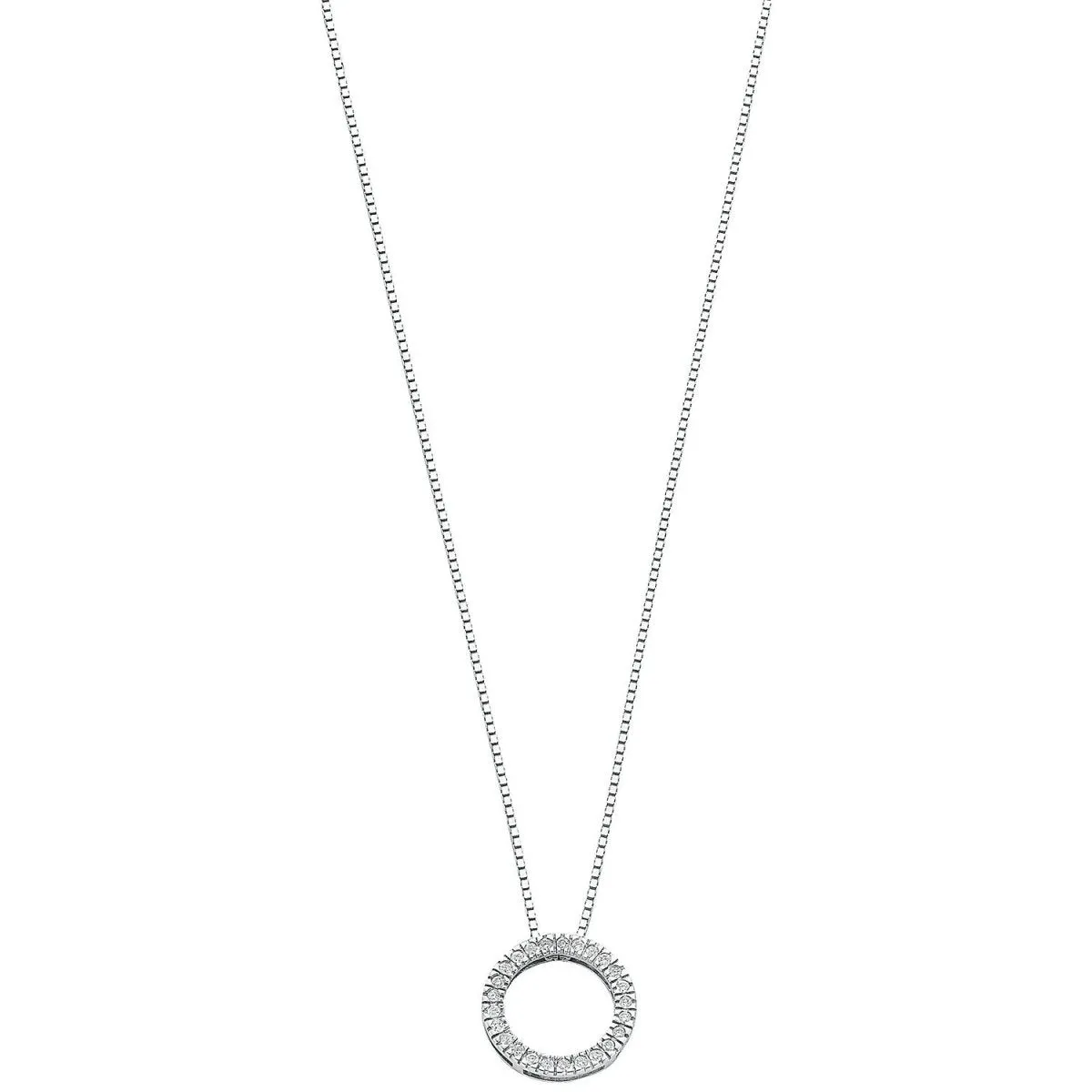 9ct White Gold 0.25ct Diamond Circle Necklace