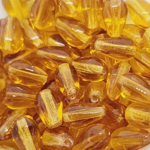 9x6mm Teardrop Czech Glass Beads (25) - Light Amber Transparent
