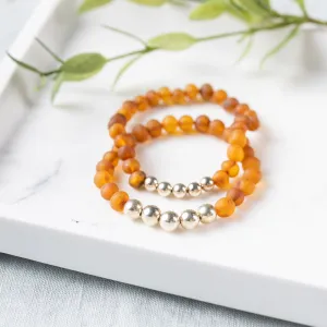 Adults | Sterling Silver   Raw Cognac Amber Bracelet