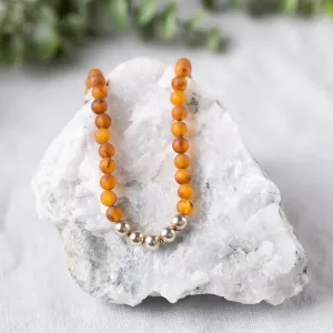 Adults | Sterling Silver   Raw Cognac Amber Necklace