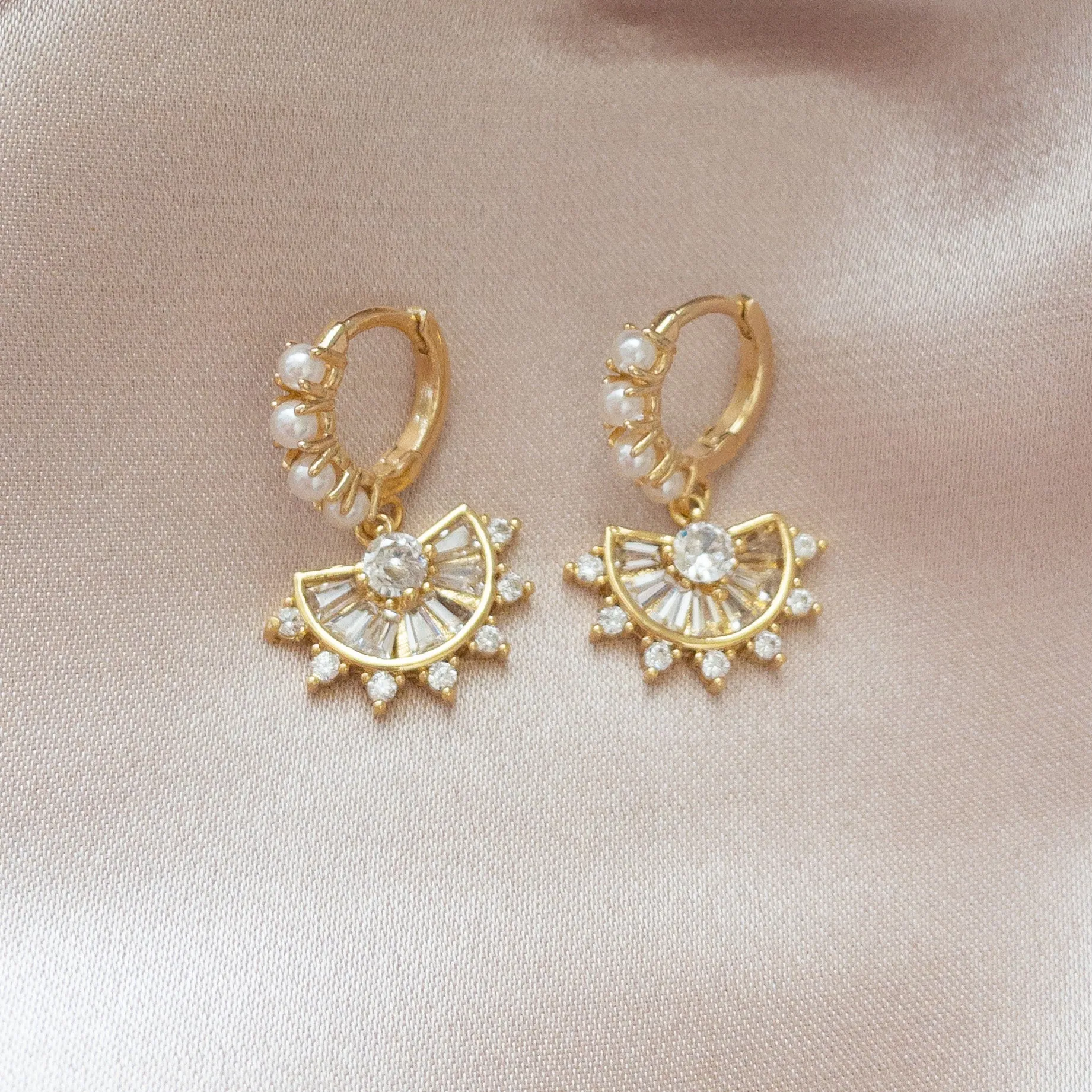 Amelia Pearl Huggie Earrings