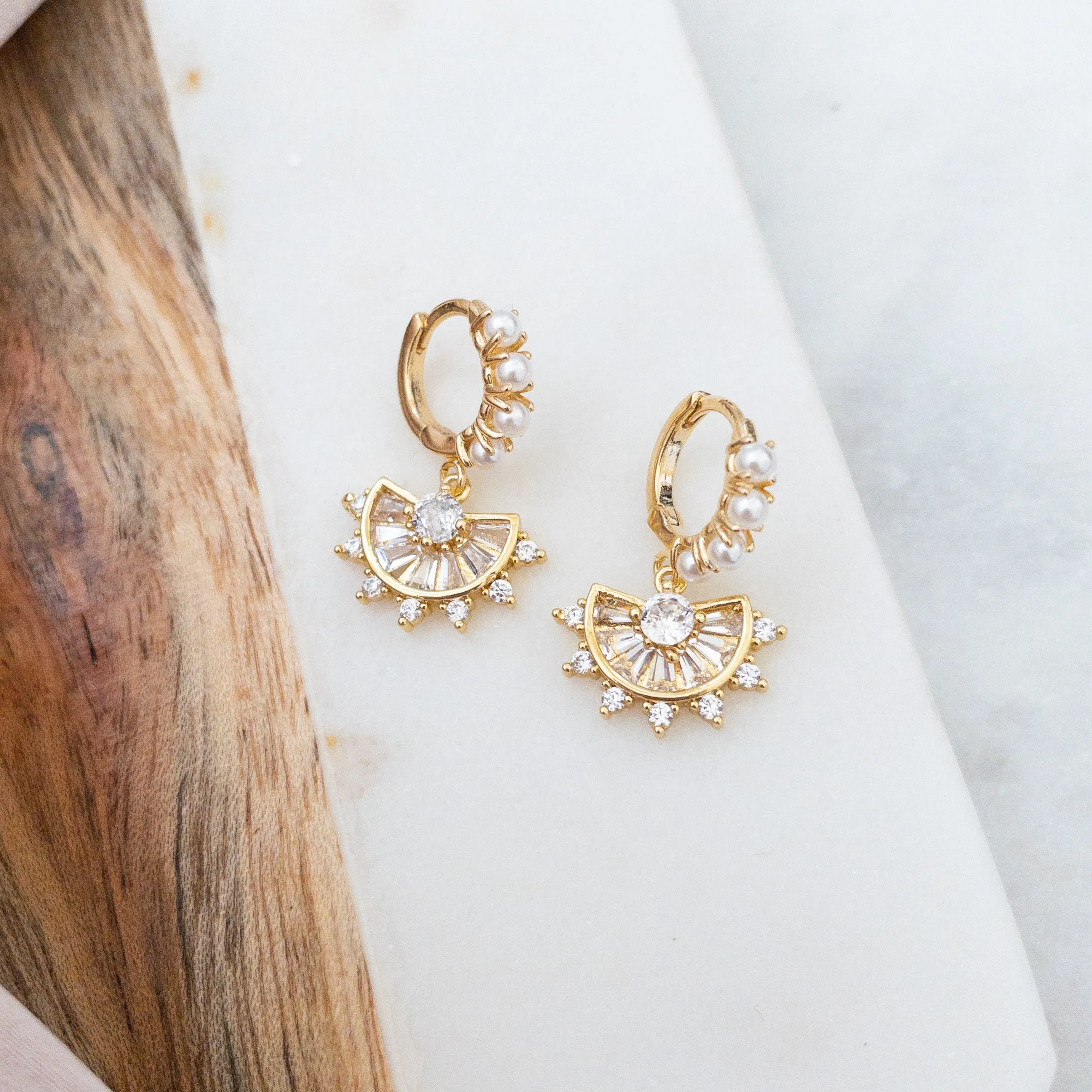 Amelia Pearl Huggie Earrings