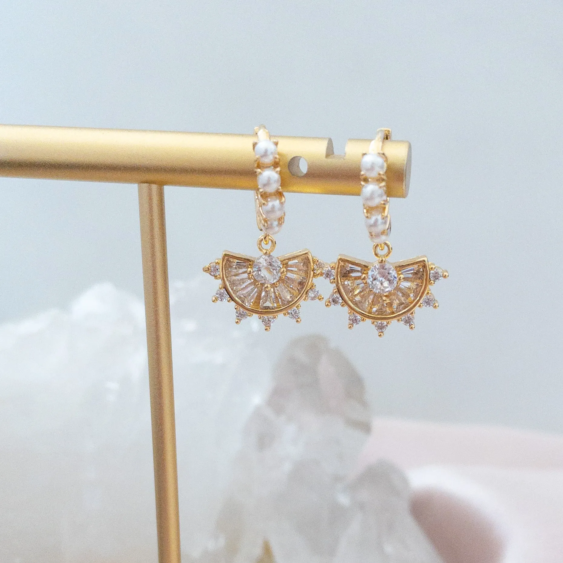 Amelia Pearl Huggie Earrings