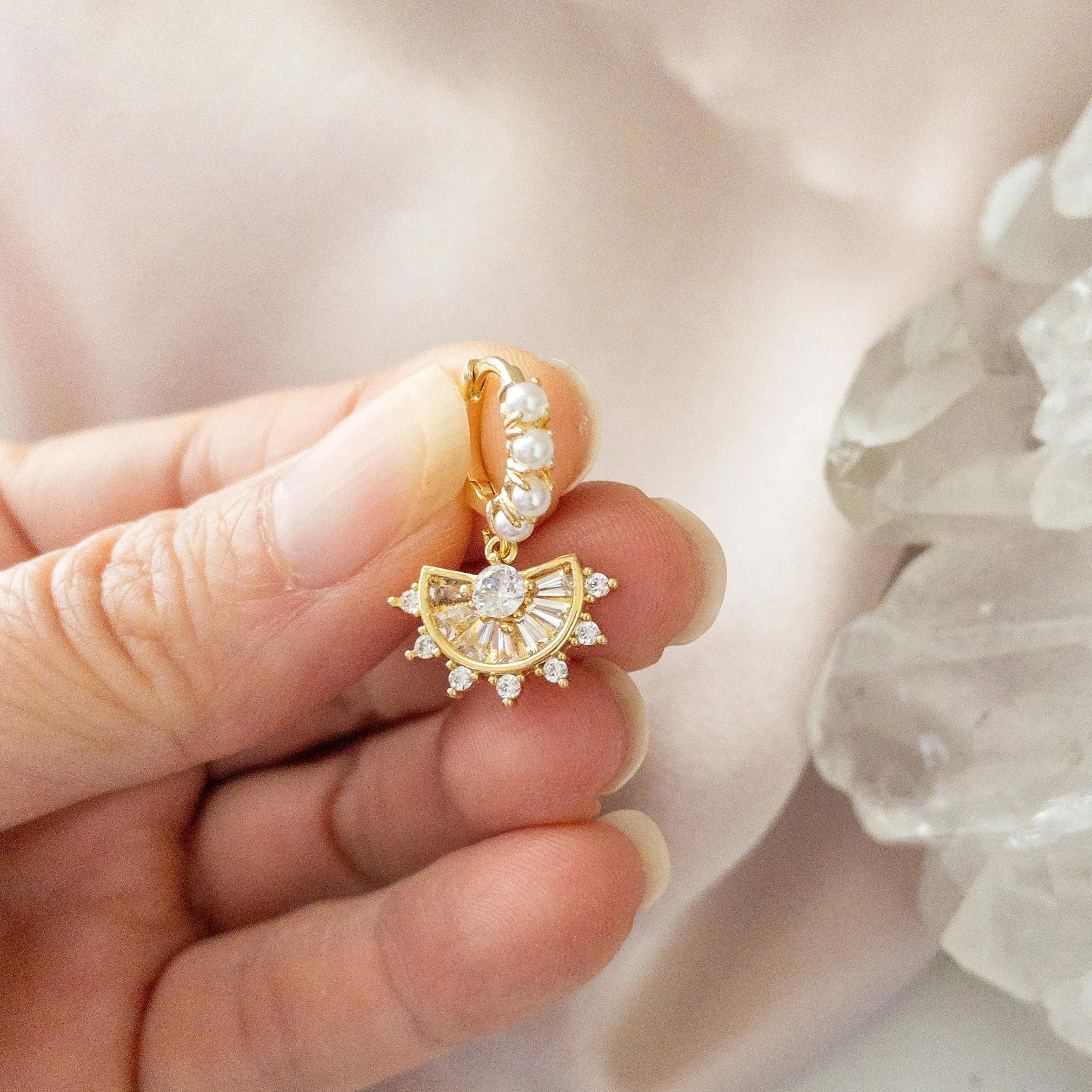 Amelia Pearl Huggie Earrings