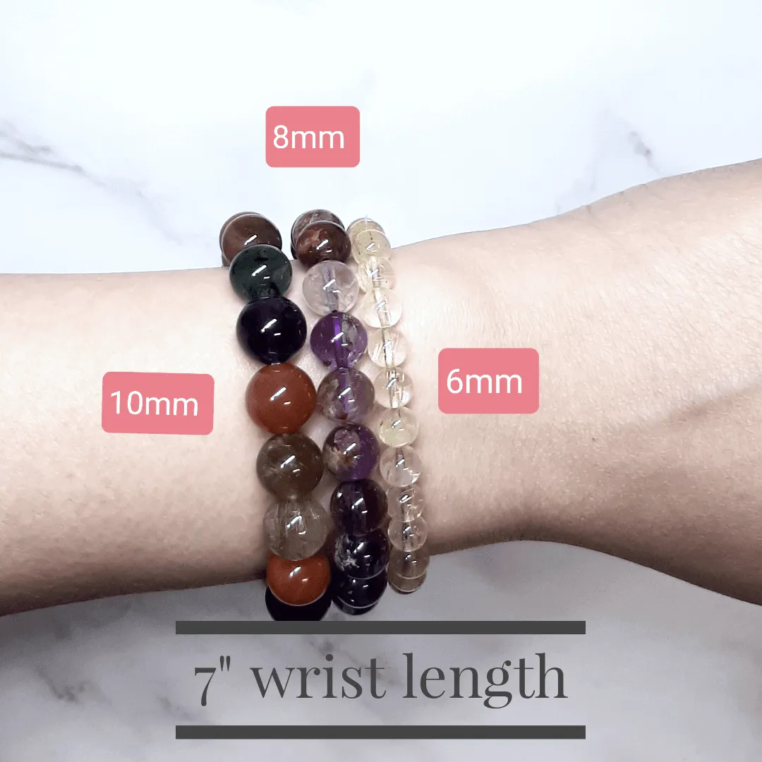 Amethyst & Minerals Inclusions 8mm 10mm Melody Super 7 Quartz Gemstone Beaded Stretch Bracelet