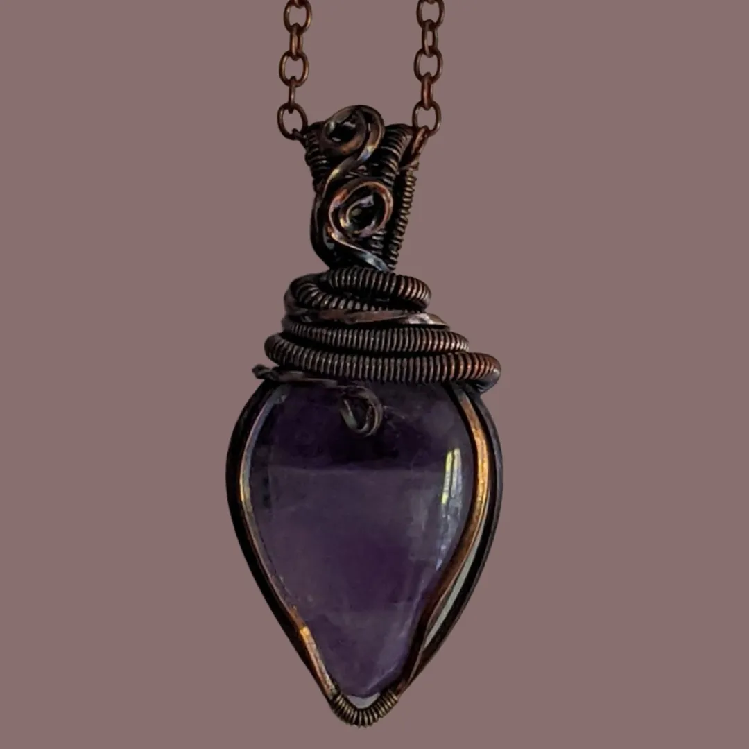 Amethyst Copper Necklace- Echo of a Stone
