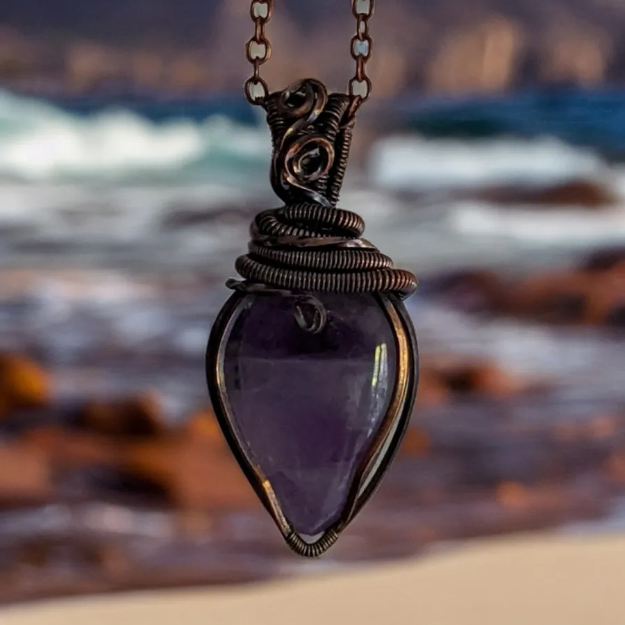 Amethyst Copper Necklace- Echo of a Stone