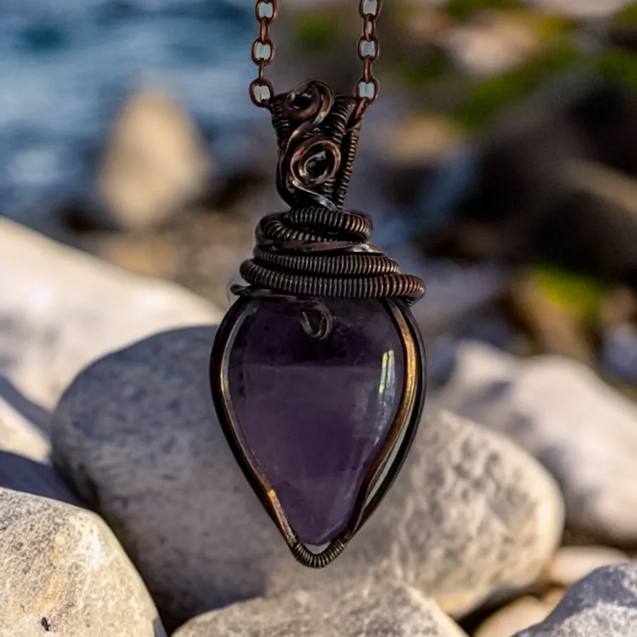 Amethyst Copper Necklace- Echo of a Stone