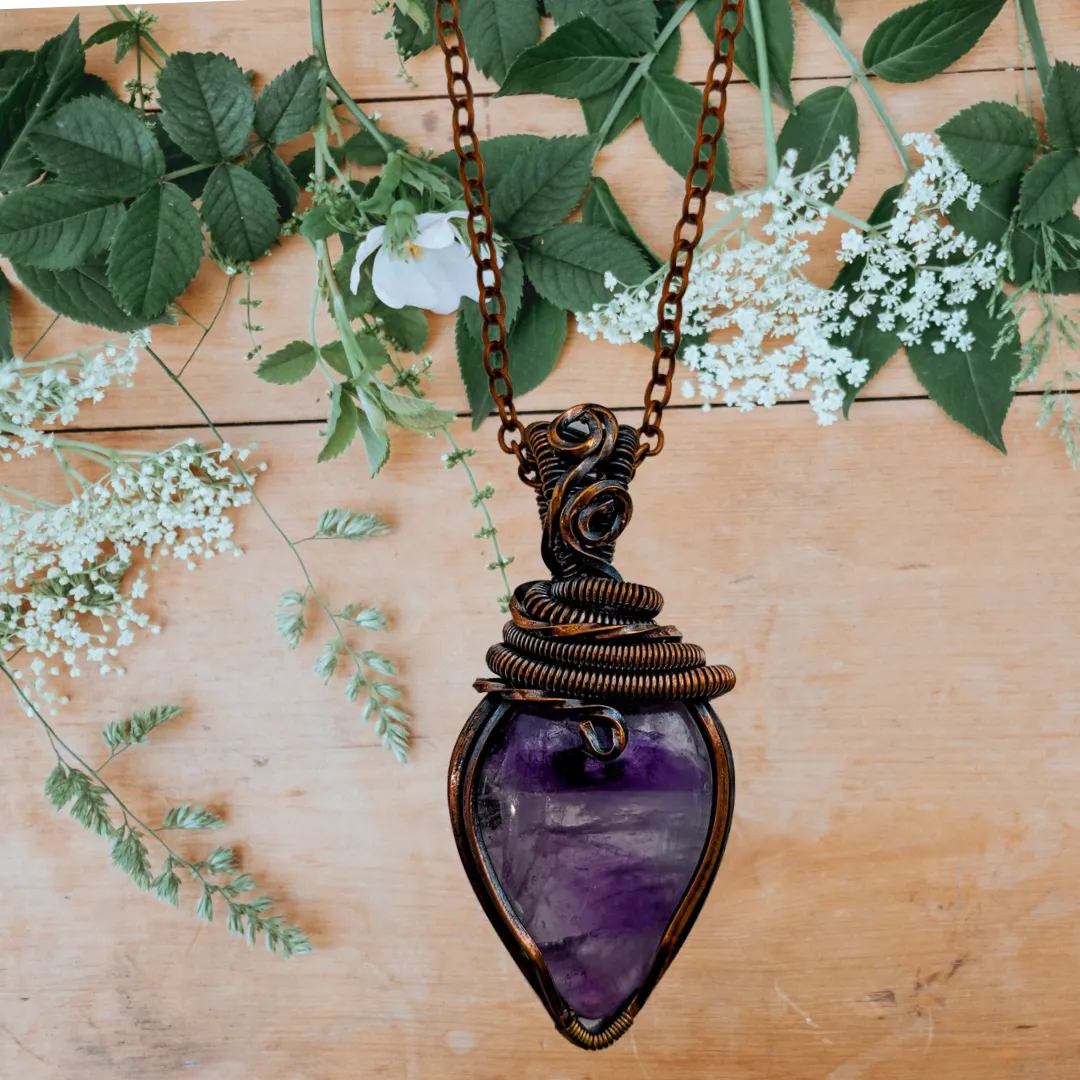 Amethyst Copper Necklace- Echo of a Stone