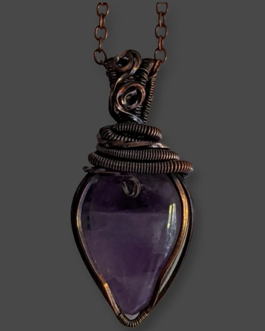 Amethyst Copper Necklace- Echo of a Stone