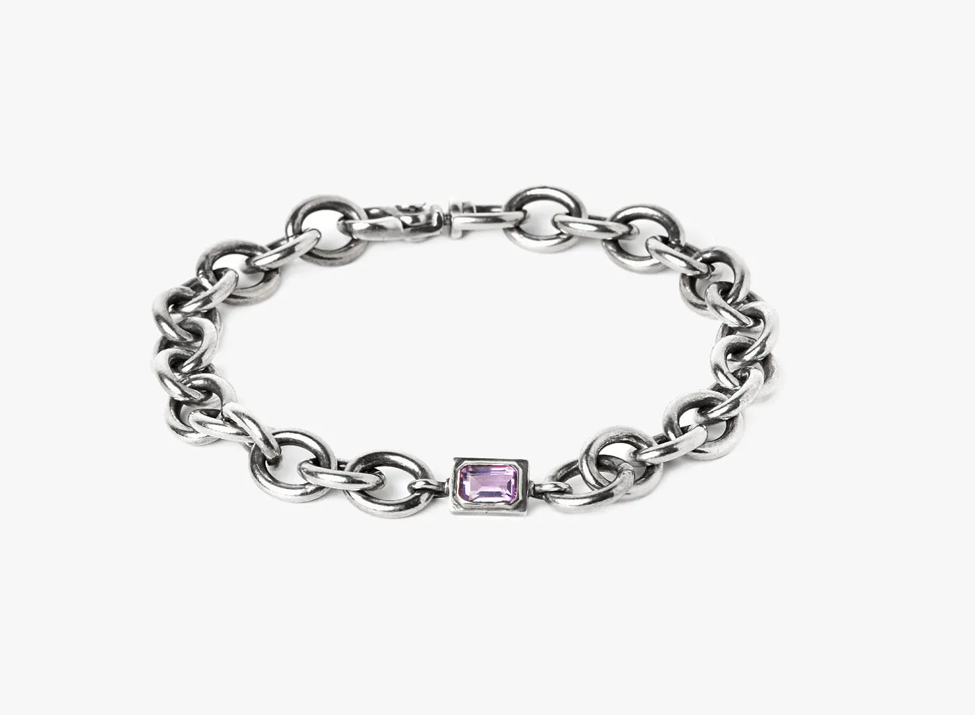 AMETHYST GEMSTONE / STERLING SILVER BRACELET 366
