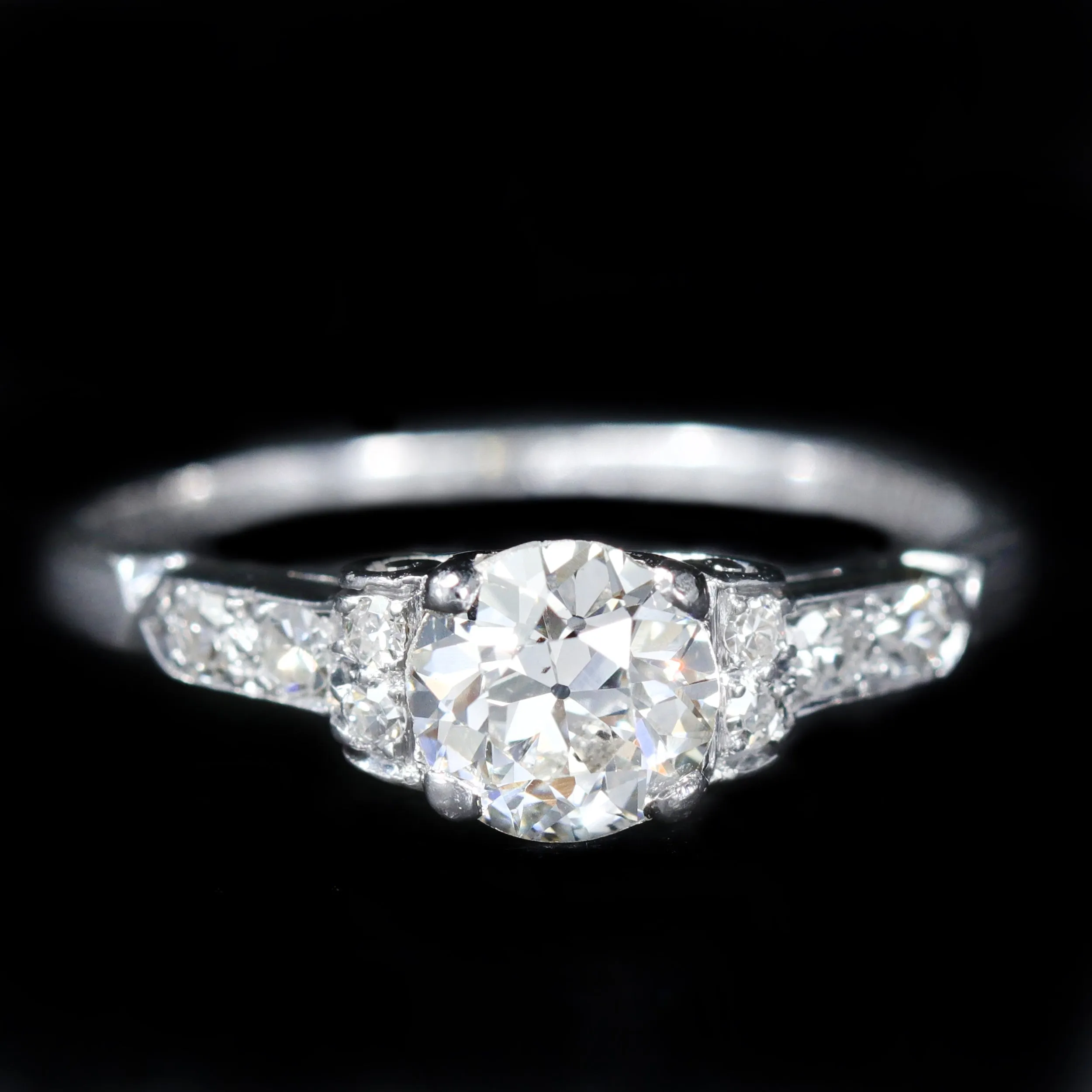Art Deco 0.69 Carat Old European Cut Diamond Engagement Ring