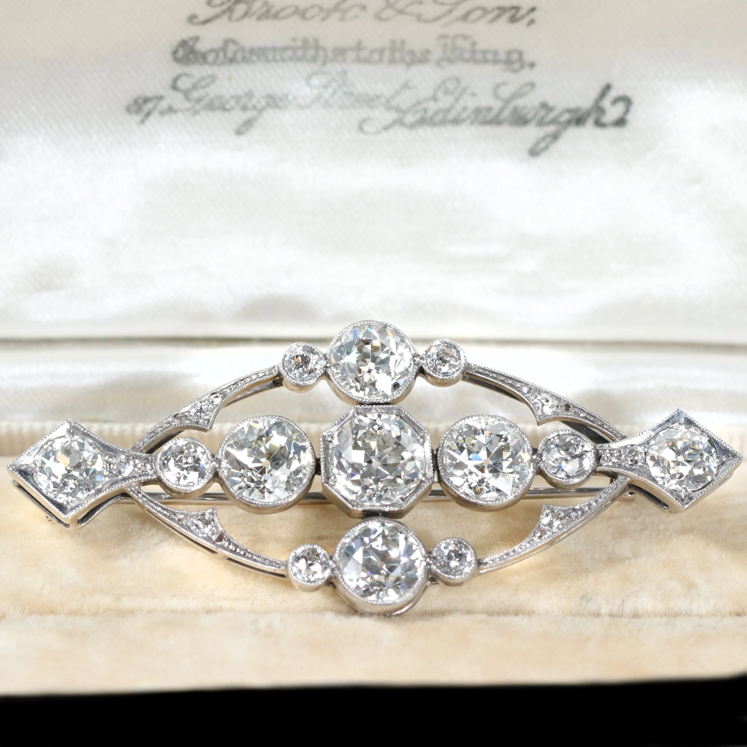 Art Deco Brook & Son Platinum 8.28 CTW Diamond Brooch