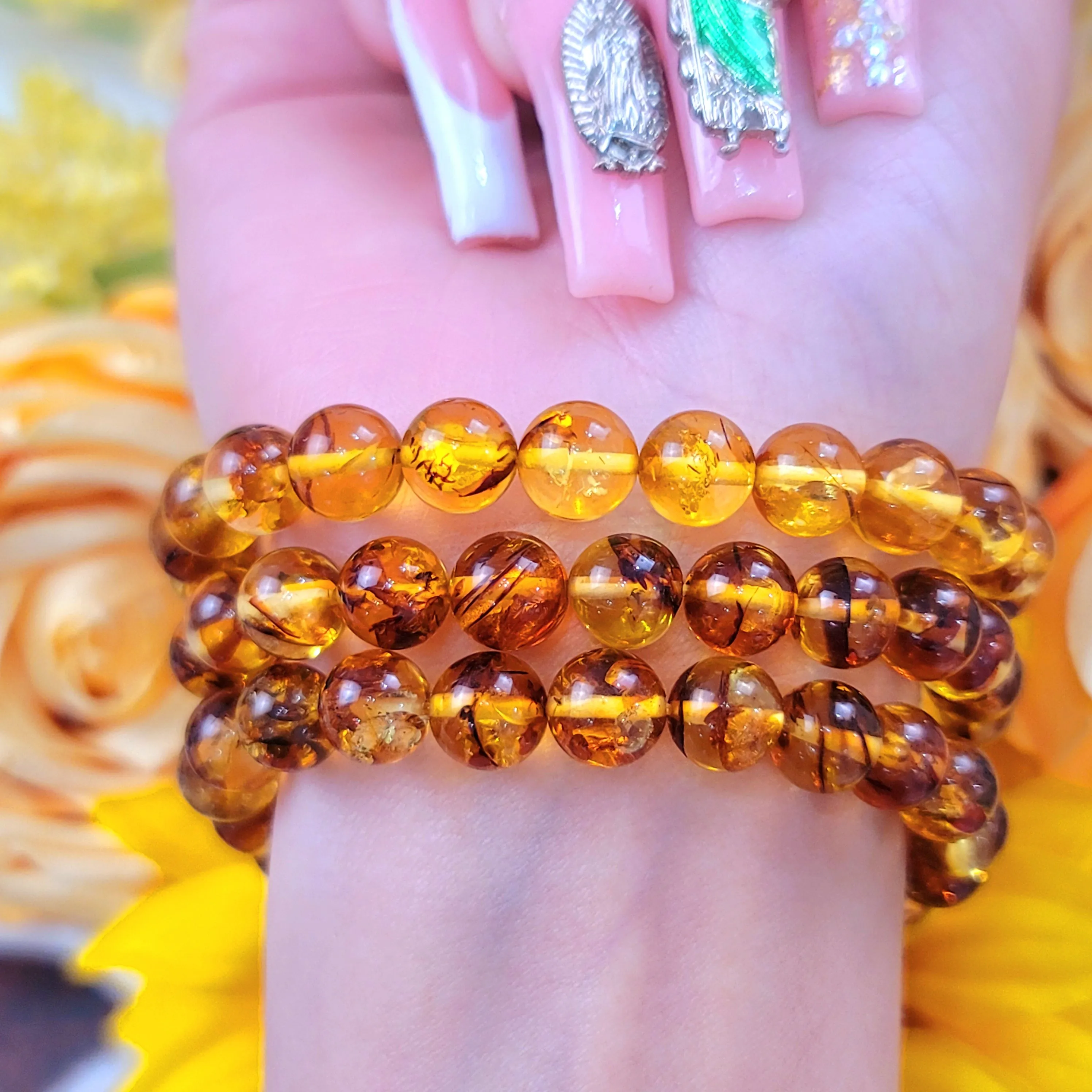 Baltic Flower Amber Bracelet for Joy and Optimism