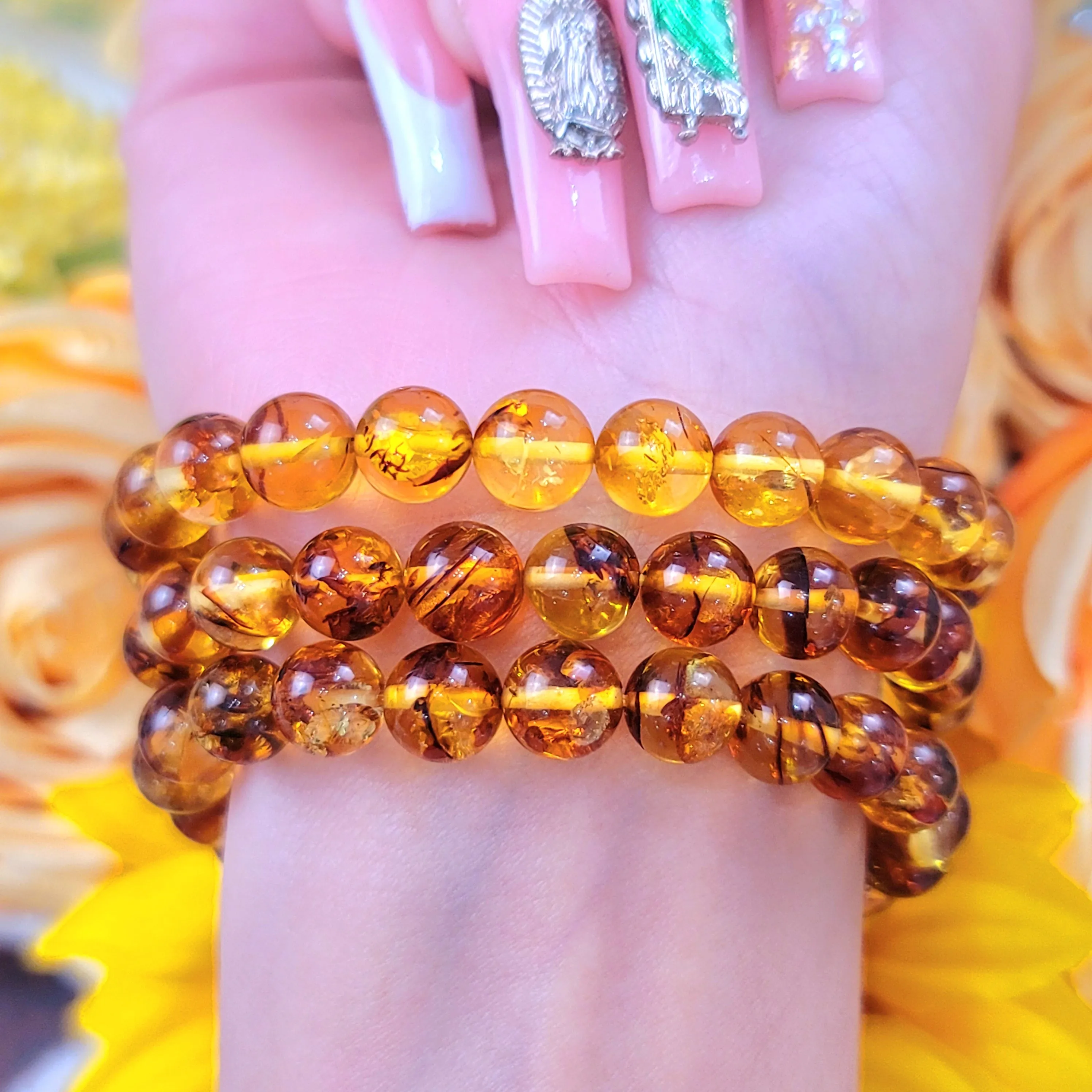 Baltic Flower Amber Bracelet for Joy and Optimism
