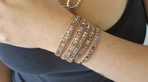Beige Crystal Wrap Bracelet