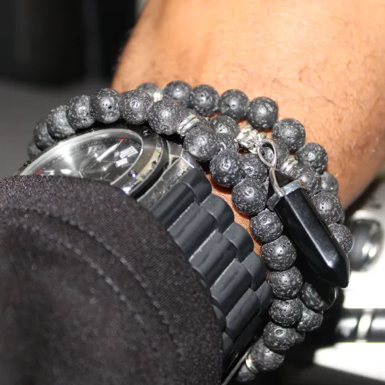 Black Lava Mala Prayer Beads