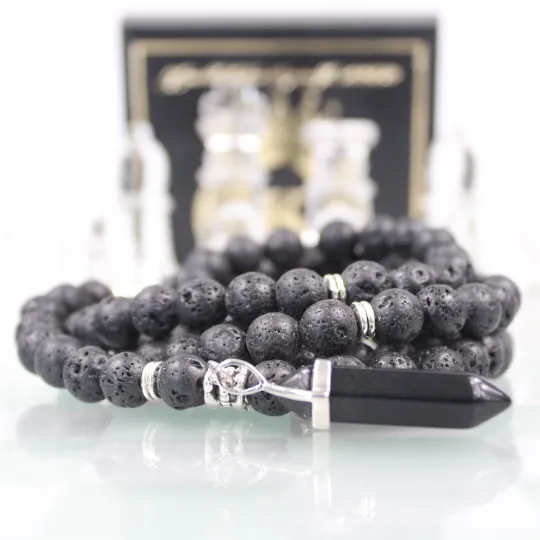 Black Lava Mala Prayer Beads