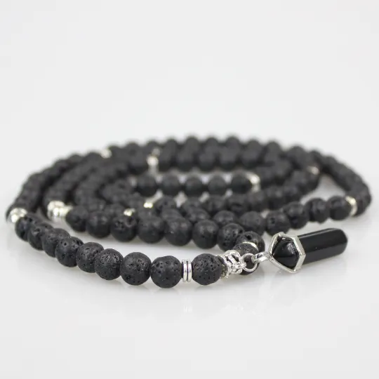 Black Lava Mala Prayer Beads