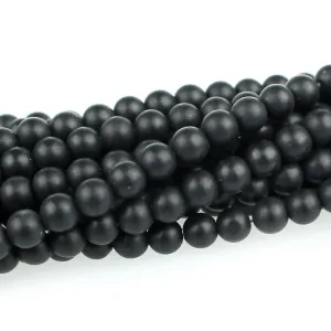 Dakota Stones Matte Black Onyx 4mm Round Bead Strand