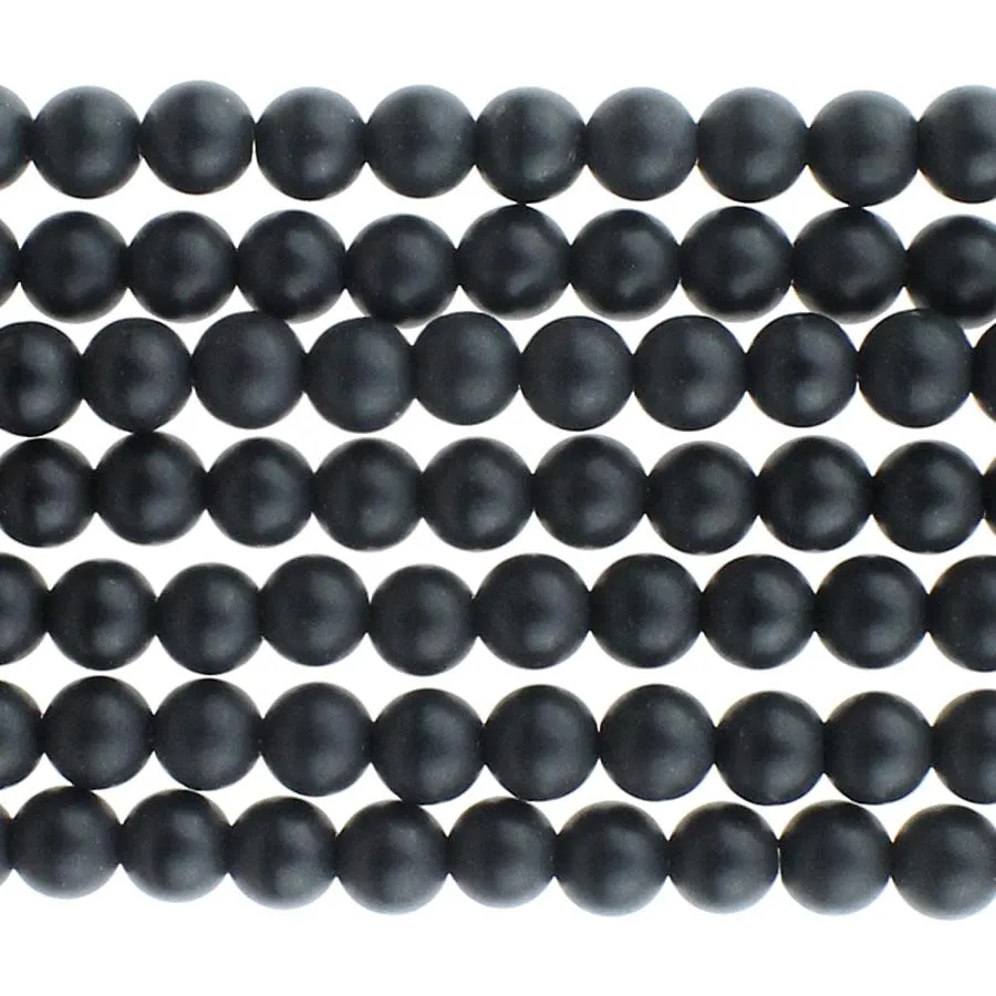 Dakota Stones Matte Black Onyx 4mm Round Bead Strand