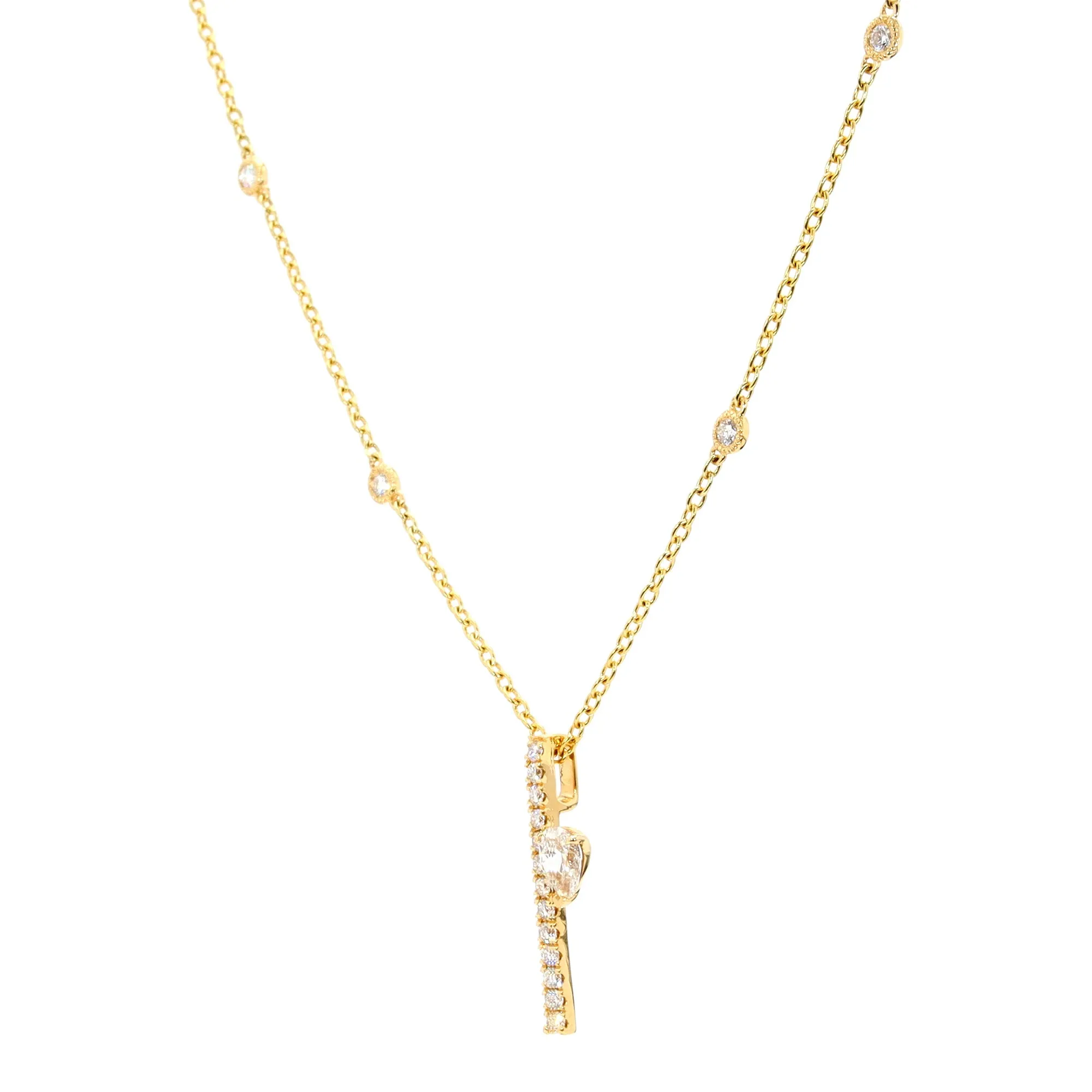 Diamond Pendant on Diamond Station Chain