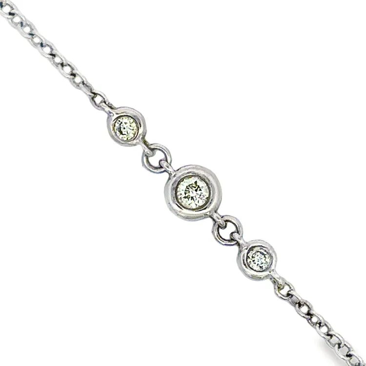 Diamond Station Chain Necklace, 14Kt