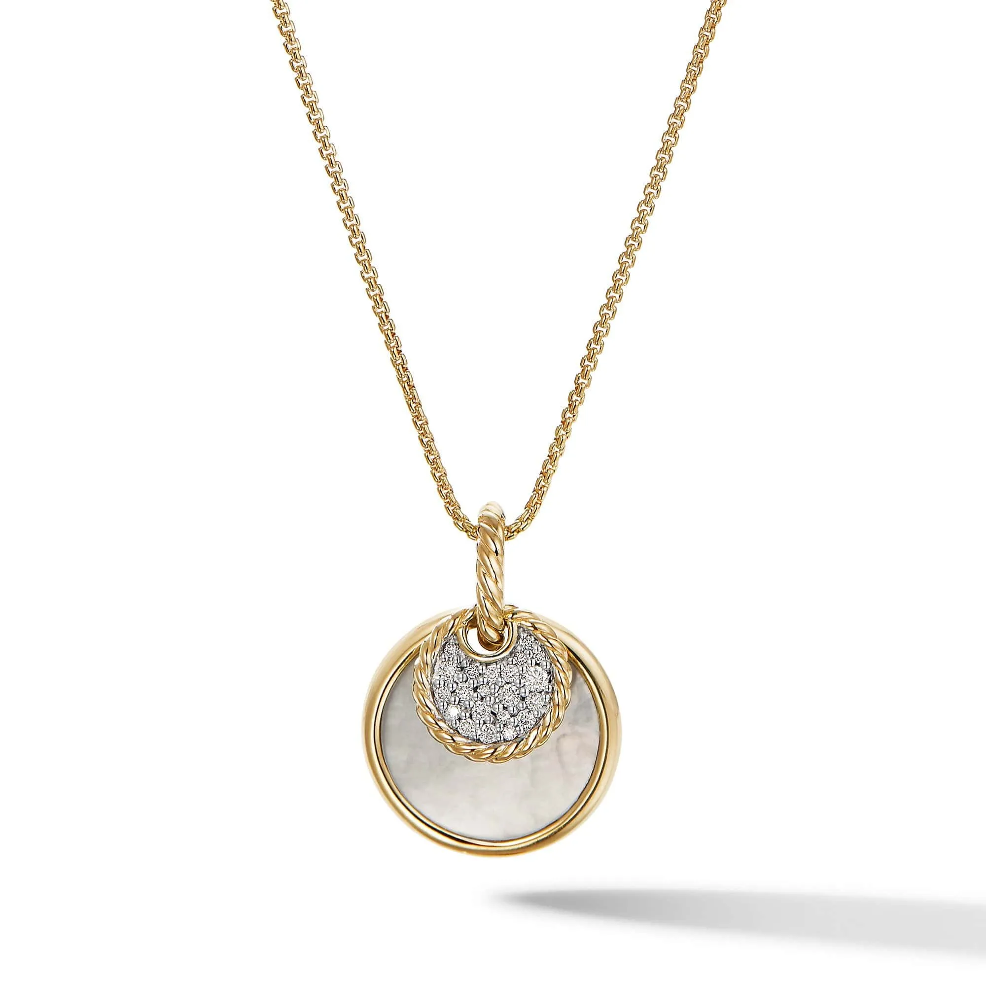 DY Elements Convertible Pendant Necklace in 18K Yellow Gold with Black Onyx and Mother of Pearl and Pavé Diamonds